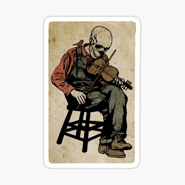 The Death Fiddler And His Sparrow Companion Sticker