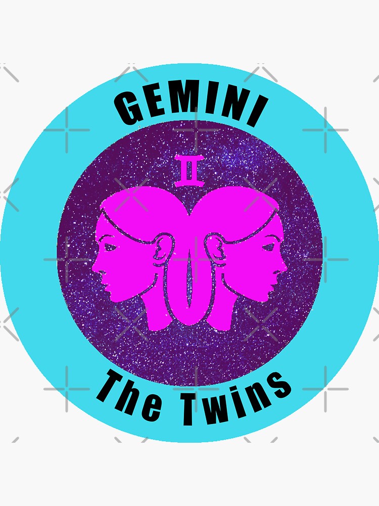 "Gemini, The Twins. Zodiac Sign Round" Sticker for Sale by MyDesertIsle