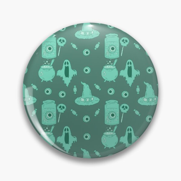 Item preview, Incredible creepy Halloween pattern with a green background to always carry the spirit of Autumn with you designed and sold by Patternschidos.