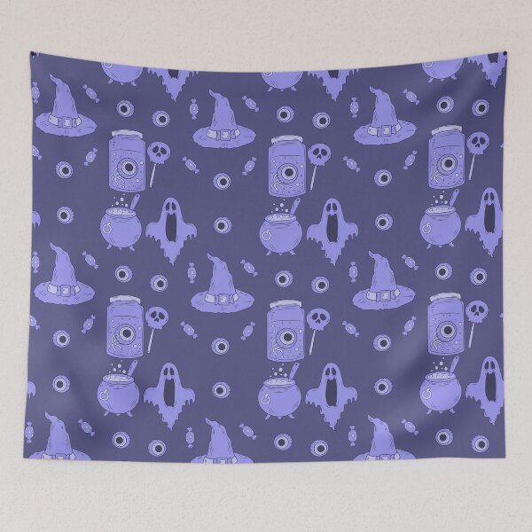 Item preview, Incredible creepy Halloween pattern with a purple background to always carry the spirit of Autumn with you designed and sold by Patternschidos.