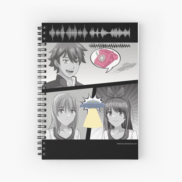 UFO Call Me Now Telephone Anime Girl And Guy Spiral Notebook