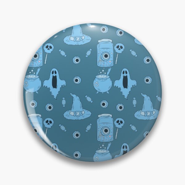Item preview, Incredible creepy Halloween pattern with a blue background to always carry the spirit of Autumn with you designed and sold by Patternschidos.