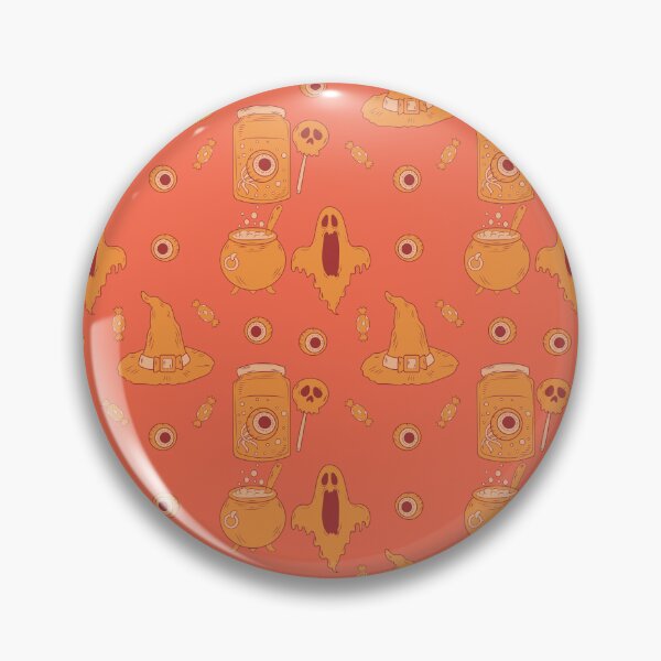 Item preview, Incredible creepy Halloween pattern with a orange background to always carry the spirit of Autumn with you designed and sold by Patternschidos.