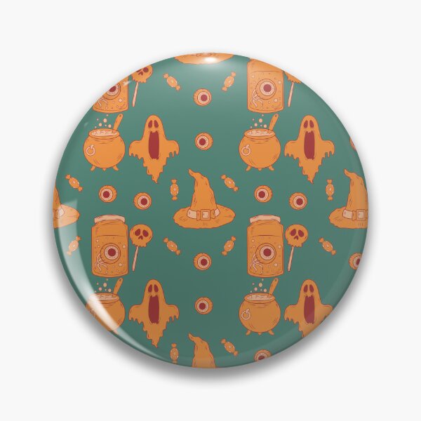 Item preview, Incredible creepy Halloween pattern with a green background to always carry the spirit of Autumn with you designed and sold by Patternschidos.