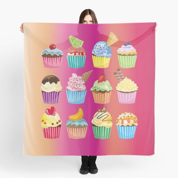 Cupcakes Galore Delicious Yummy Sugary Sweet Baked Treats Scarf