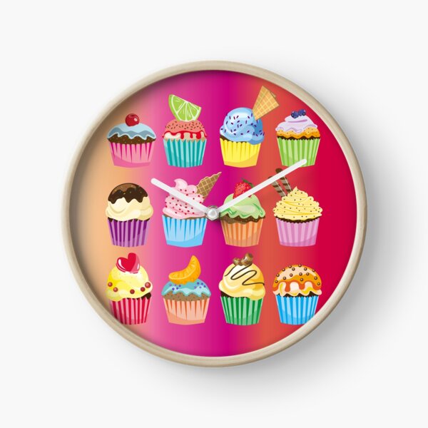 Cupcakes Galore Delicious Yummy Sugary Sweet Baked Treats Clock