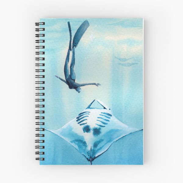 Item preview, Freediver girl swimming with manta ray designed and sold by BeefStroganof.