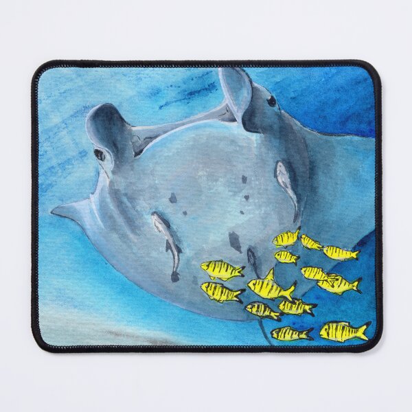 Item preview, Manta Ray  swimming under surface with small fishes around designed and sold by BeefStroganof.
