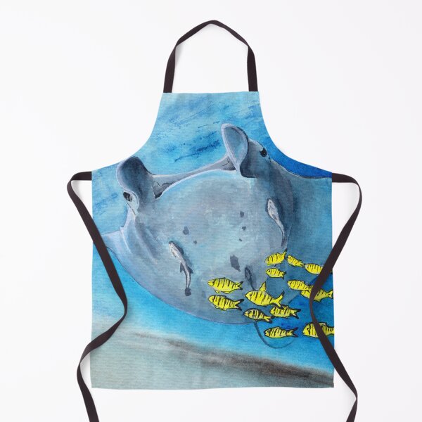 Item preview, Manta Ray  swimming under surface with small fishes around designed and sold by BeefStroganof.