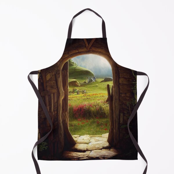Item preview, Mythical Wooden Doorway with Mountain landscape red flowers designed and sold by TeeARTHY.