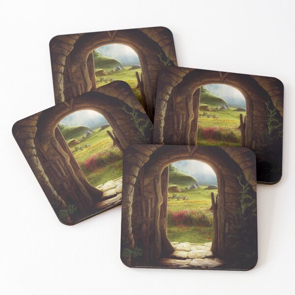 Item preview, Mythical Wooden  Doorway  with Mountain landscape red flowers designed and sold by TeeARTHY.