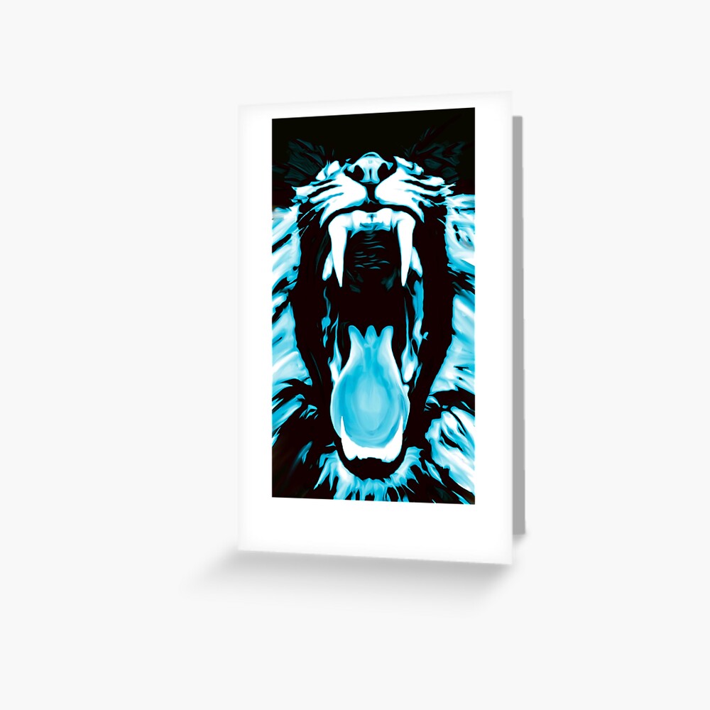 "Tiger Fangs Light Blue Black and White Monster Teeth open mouth