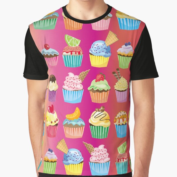 Cupcakes Galore Delicious Yummy Sugary Sweet Baked Treats Graphic T-Shirt
