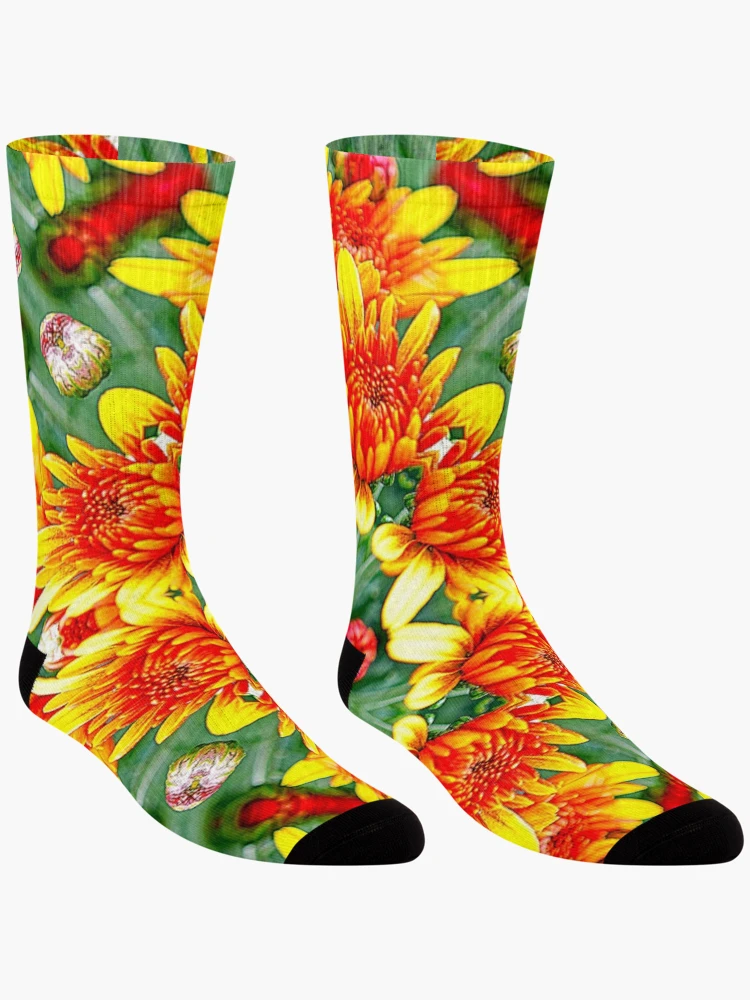 Thumbnail 3 of 5, Socks, Mums Flower Pattern designed and sold by Patternflower.