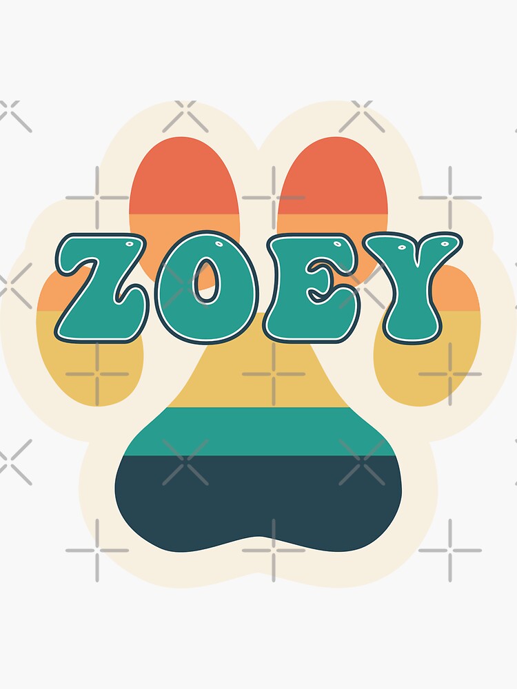 "Zoey Dog Name Vintage Sunset Paw Prints on Cream Zoey Dog Name
