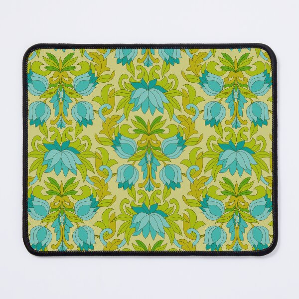 Item preview, Turquoise and Green Leaves 1960s Retro Vintage Pattern designed and sold by Eyestigmatic.