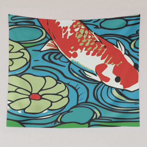 Item preview, Koi Fish in Pond Relaxing with Lilies designed and sold by Nonshape.