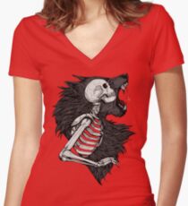 Liliths Bruderfarbe Tailliertes T-Shirt mit V-Ausschnitt