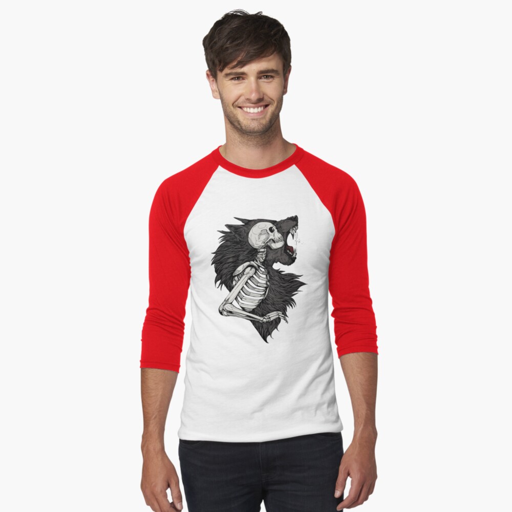 Item preview, Baseball ¾ Sleeve T-Shirt designed and sold by WOLFSKULLJACK.