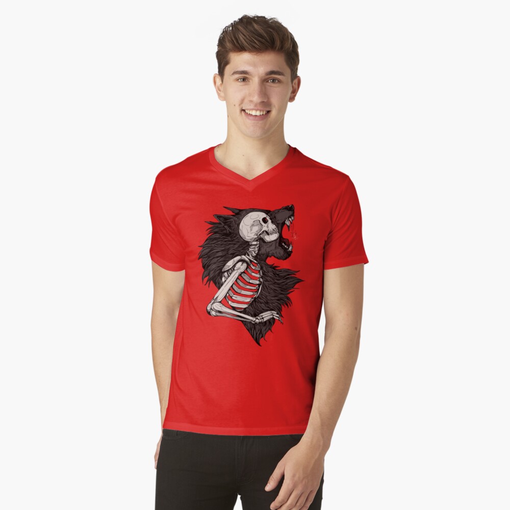 Item preview, V-Neck T-Shirt designed and sold by WOLFSKULLJACK.