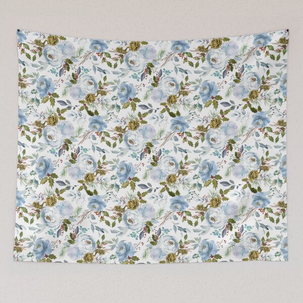 Item preview, Winter Landscape Blue Flowers designed and sold by WildAliceArt.