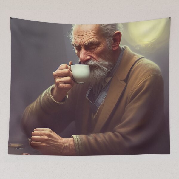 Item preview, Old man drinks his tea designed and sold by Dicoart.