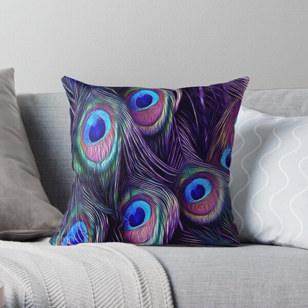 Peacock Feather Throw Pillow