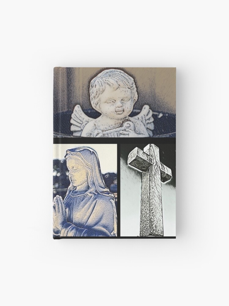 Pray, Cross, Cherub Collage Hardcover Journal for Sale by CraftyPhoto