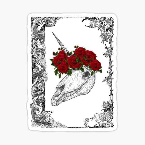 Mari Lwyd Unicorn Sticker