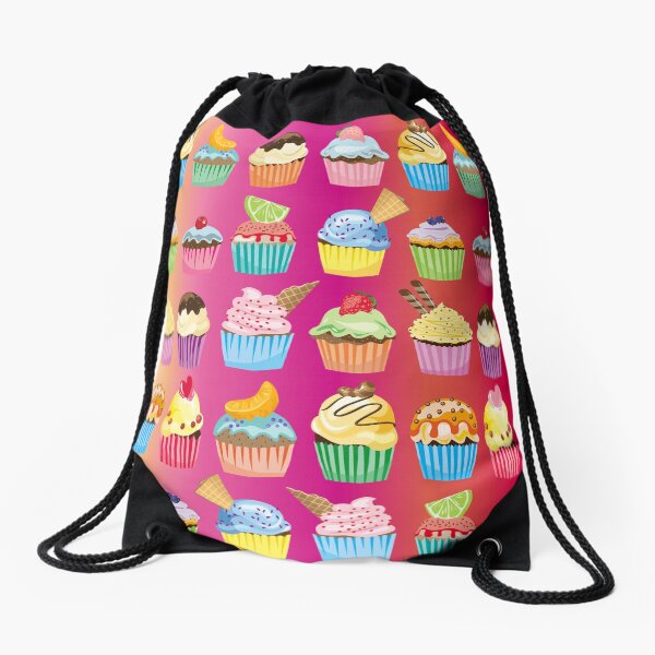 Cupcakes Galore Delicious Yummy Sugary Sweet Baked Treats Drawstring Bag
