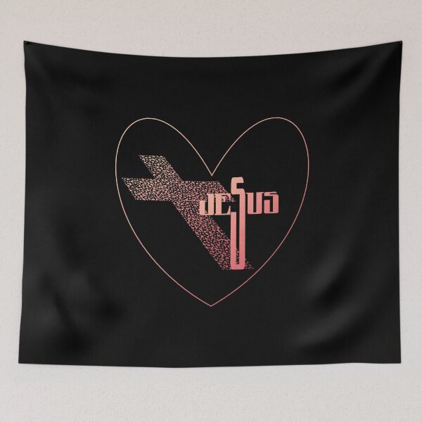 Item preview, Jesus, Cross, Heart in Rose Gold designed and sold by PawsitiveMum.