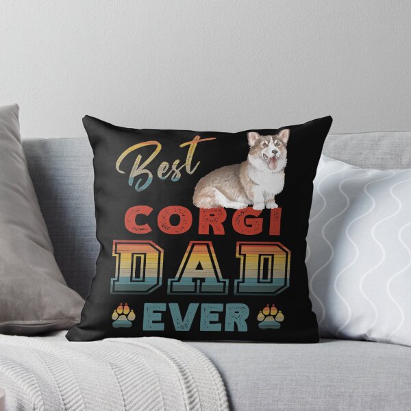 Item preview, Vintage Retro Sunset Best Corgi Dad Ever Paw Prints of Love  designed and sold by FlutteringWings.