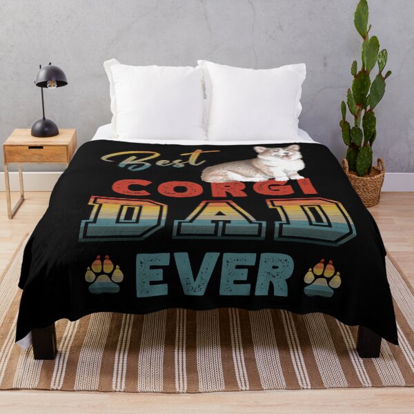 Item preview, Vintage Retro Sunset Best Corgi Dad Ever Paw Prints of Love  designed and sold by FlutteringWings.