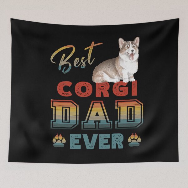 Item preview, Vintage Retro Sunset Best Corgi Dad Ever Paw Prints of Love  designed and sold by FlutteringWings.