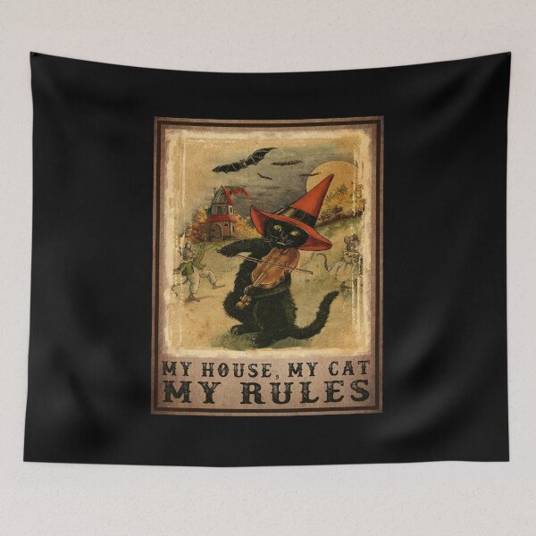 Item preview, Vintage My House My Cat My Rules Black Cat Halloween designed and sold by battkozeller2.