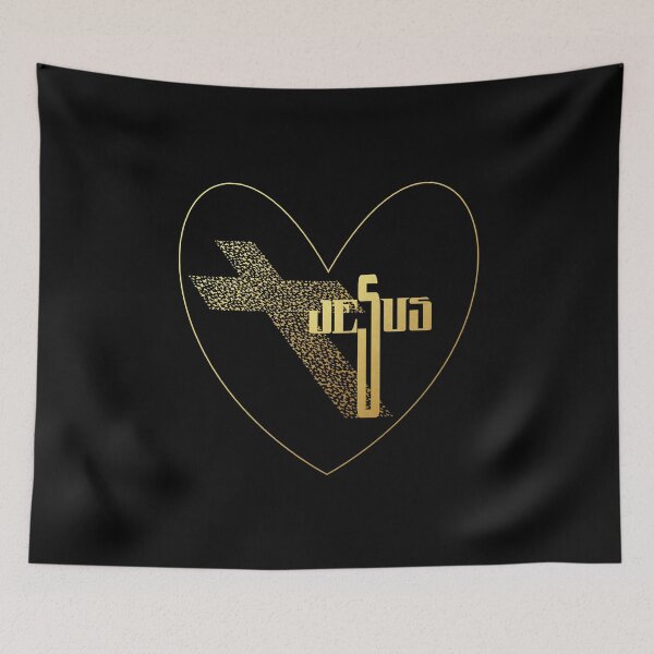 Item preview, Jesus, Cross, Heart in Gold designed and sold by PawsitiveMum.