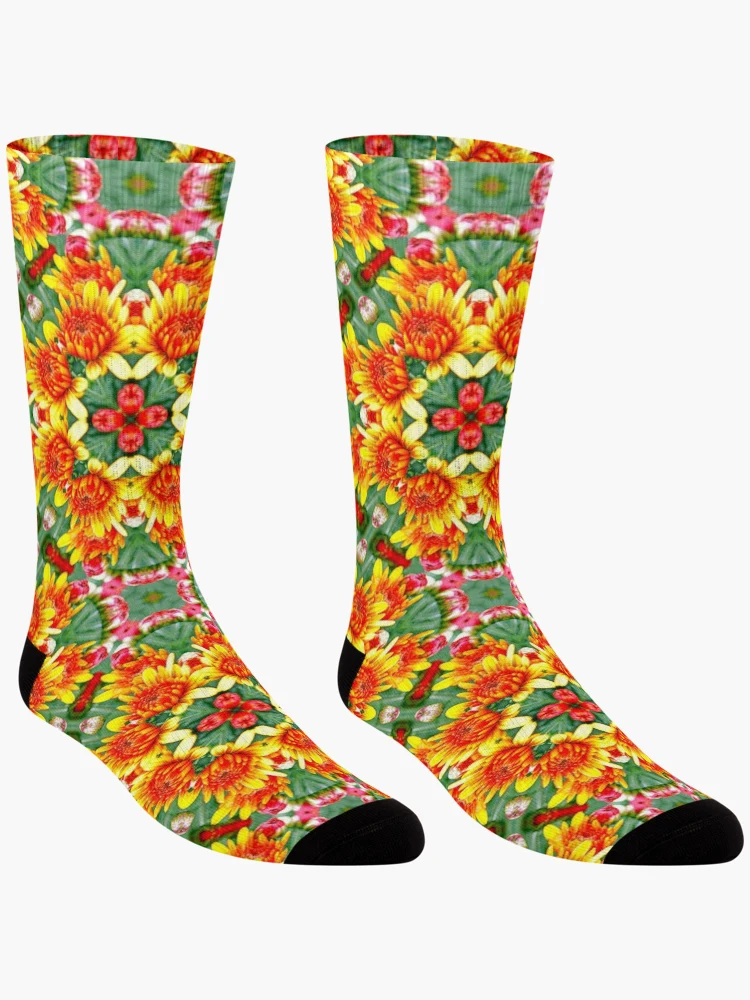 Thumbnail 3 of 5, Socks, Mums Flower Pattern designed and sold by Patternflower.