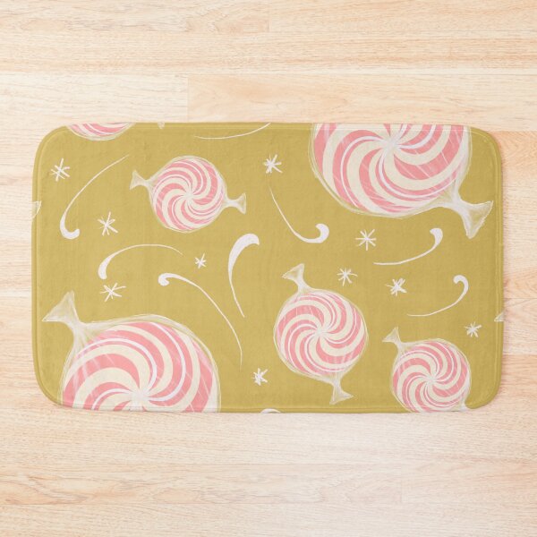 Item preview, Light pink wrapped peppermints on yellow  designed and sold by katerosestudios.