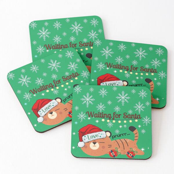 Item preview, Waiting for Santa, Illustration of kitten sleeping on Christmas night waiting for Santa. designed and sold by Malogue.