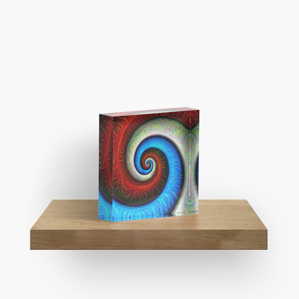 #DeepDream Color Fibonacci Visual Areas Acrylic Block