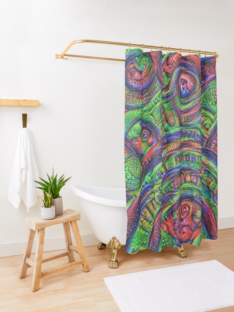 Alternate view of Green #DeepDream Shower Curtain