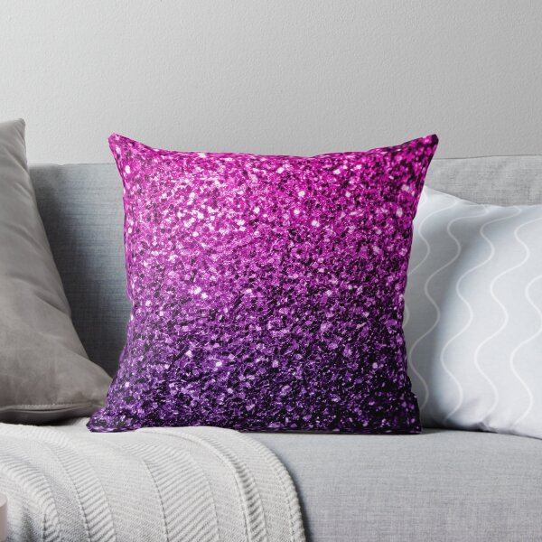 Purple Pink Ombre faux glitter sparkles Throw Pillow