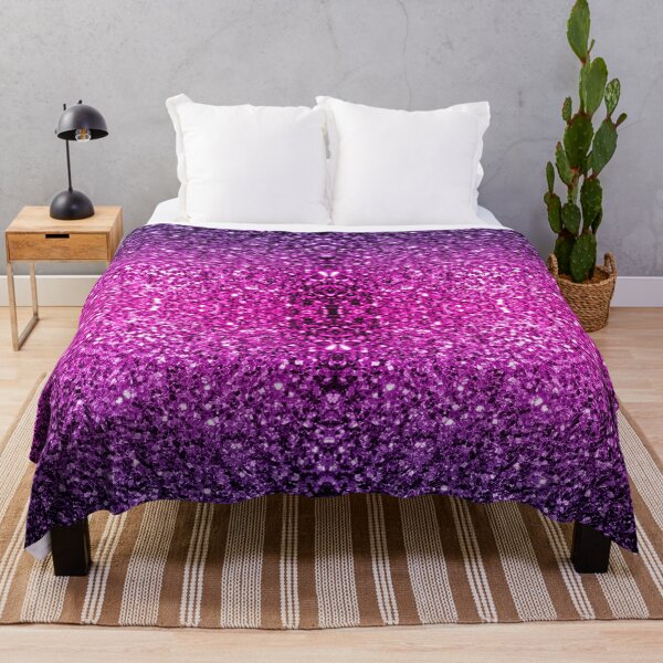 Purple Pink Ombre faux glitter sparkles Throw Blanket