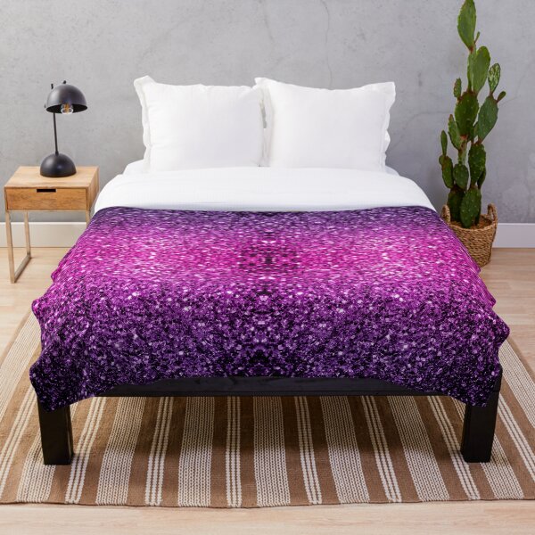 Beautiful Purple Pink Ombre glitter sparkles Throw Blanket