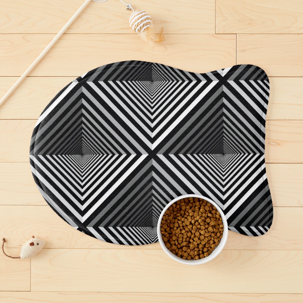 Escheresque Black and White Art Deco Tessellation optical Pet Mat