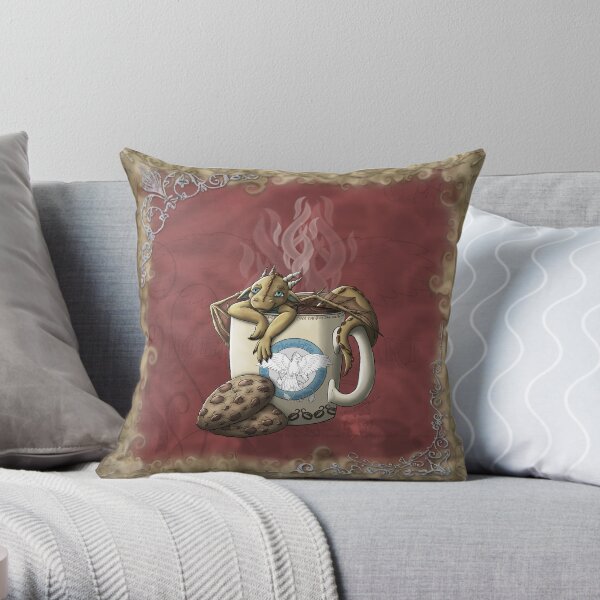 [Tea Cup Dragon] Coffee Throw Pillow