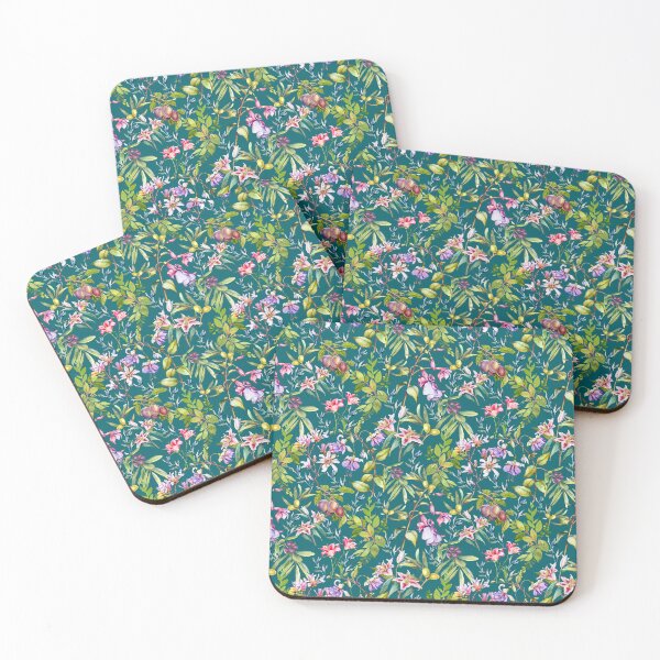 Item preview, Sweet florals and blooms, roses and flowers, botanical pattern,botanical pattern, flowers illustration, floral seamless, deep green  floral designed and sold by ZeinabTaha.