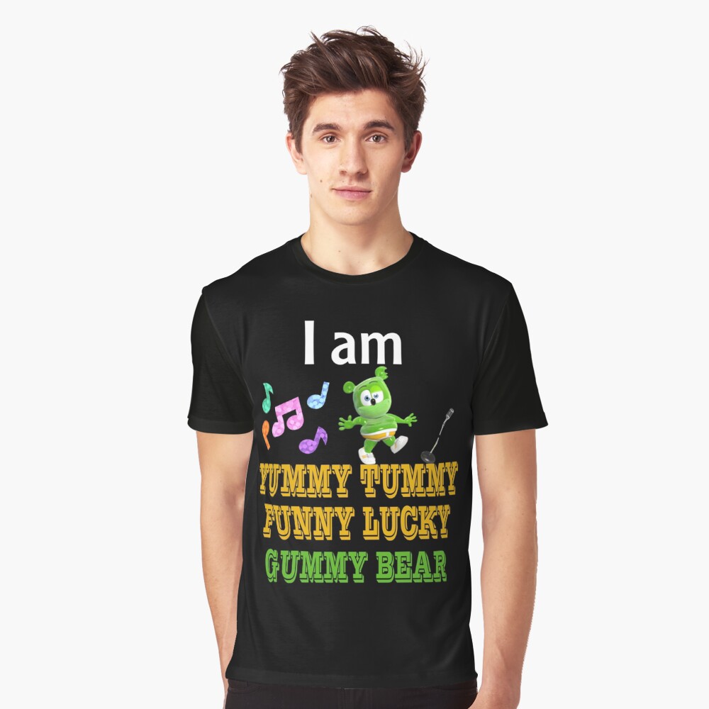 Eu sou yummy barriga engraçado sorte urso gummy t camisa tamanho grande  100% algodão o