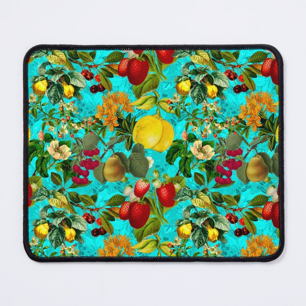 Item preview, Vintage fruit garden pattern, strawberries, vintage botanical, fruit pattern, turquoise floral illustration designed and sold by ZeinabTaha.