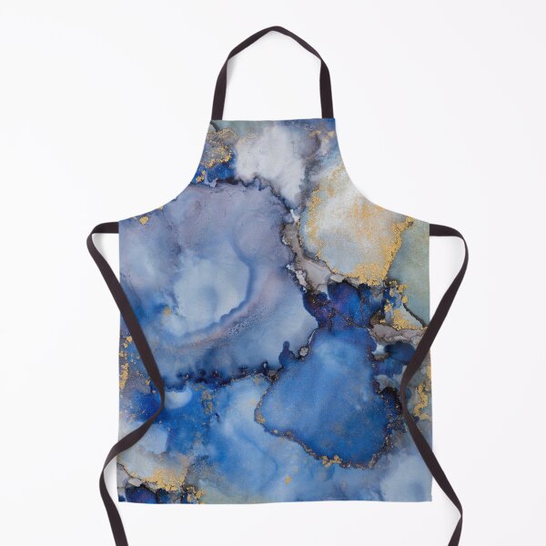 Item preview, Abstract Blue Gold Elegant Ink Marble  designed and sold by artsandsoul.